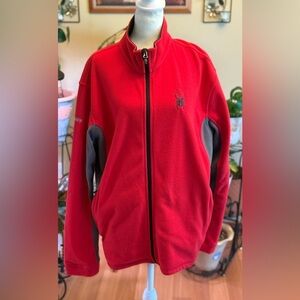 Spyder Red and Gray Performance Fleece Jacket with Full Zipper Size Large